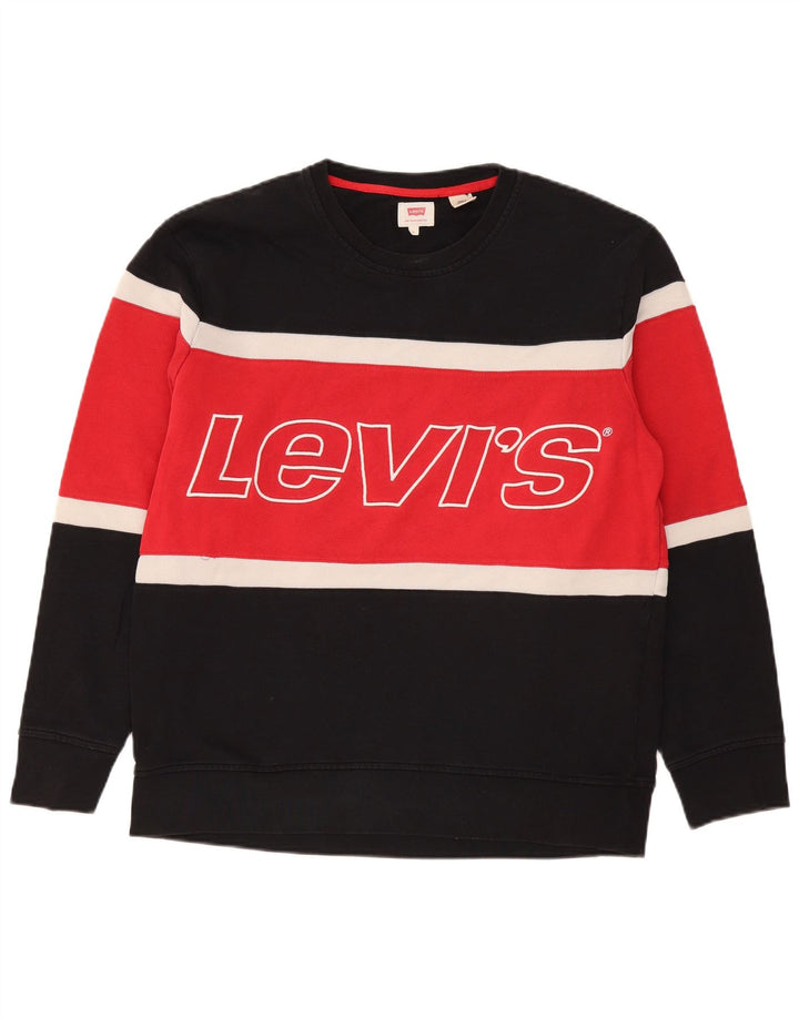 Męska bluza Levi's z grafiką, duża, czarna, bawełniana w bloki kolorów