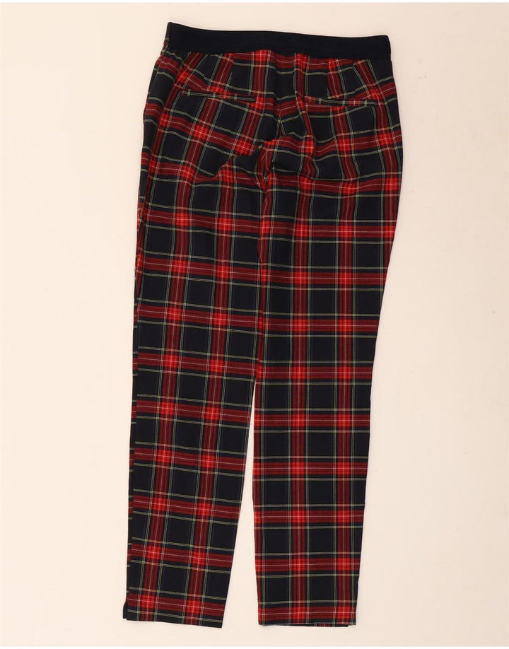 Damskie proste spodnie chino ZARA, średnie W28 L27, poliester w czarną kratę