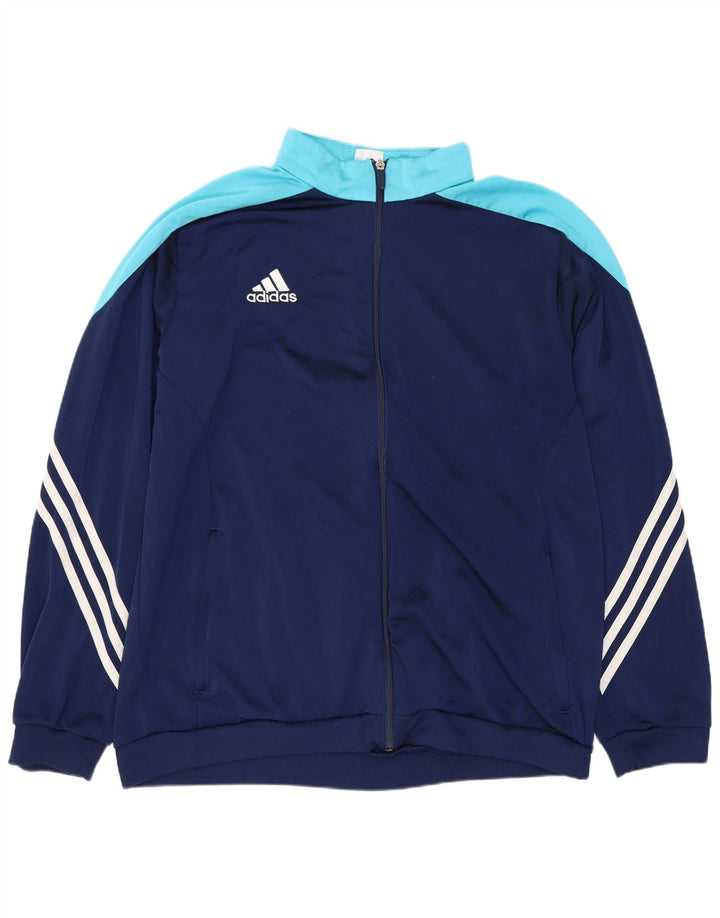 Pełny dres ADIDAS męski XL, granatowy, poliester z blokami kolorów