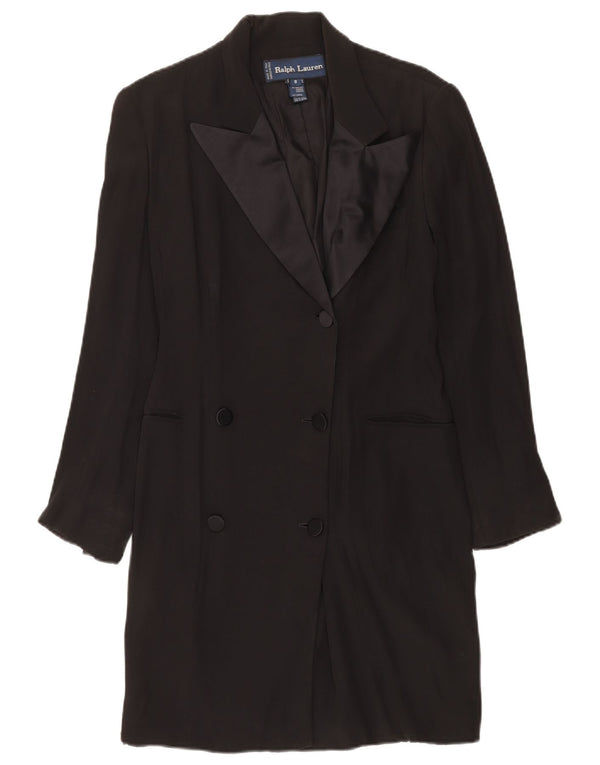 Ralph Lauren Womens Double Breasted Coat US 8 Medium Black Acetate