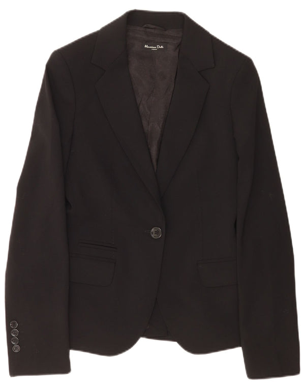 Massimo Dutti Damska marynarka zapinana na 1 guzik EU 38 Mała czarna wełna
