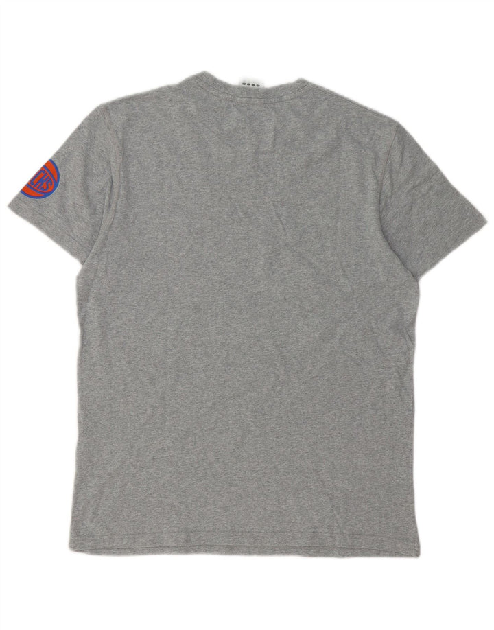 Męski T-shirt z grafiką ADIDAS, duży, szary, bawełniany