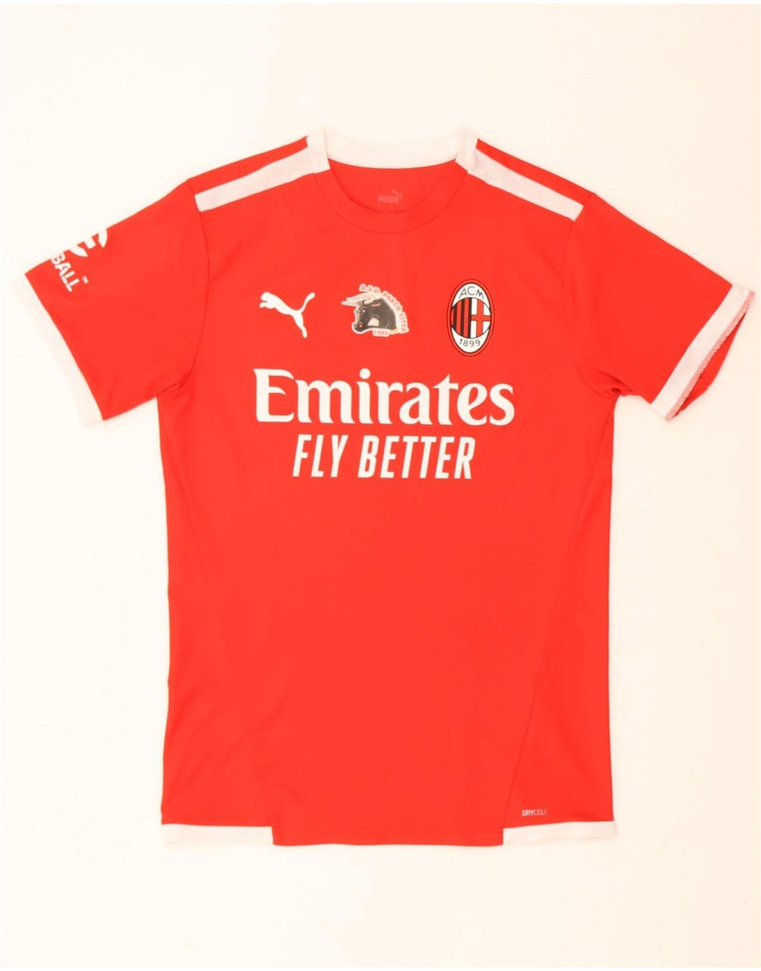 Męski T-shirt z grafiką Puma AC Milan, mały, czerwony, poliester z blokami kolorów