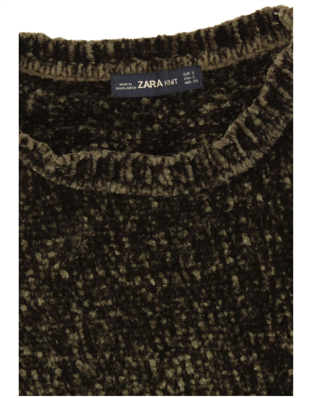 Damski sweter oversize z dekoltem w łódkę Zara, UK 10, mały, khaki, poliester