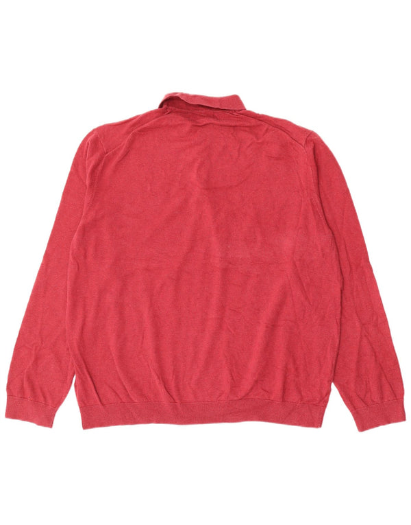Marks & Spencer Męski sweter polo XL, czerwony, bawełniany