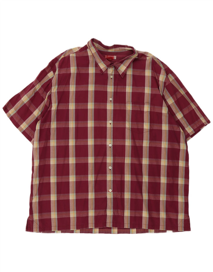 Koszula męska z krótkim rękawem Guess 2XL w bordową kratkę