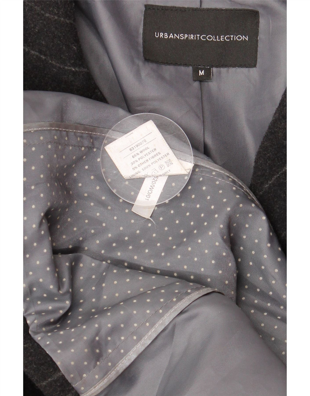 Płaszcz męski URBAN SPIRIT UK 38, wełniany w średnie czarne paski