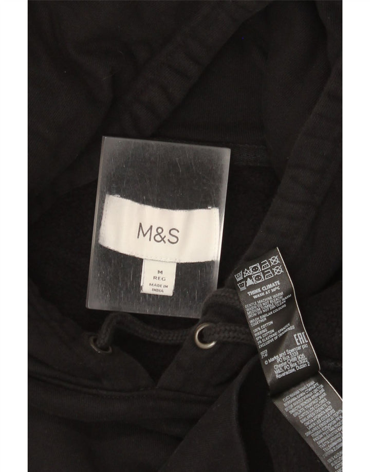 Marks & Spencer Męski sweter z kapturem, średniej wielkości, czarny, bawełniany