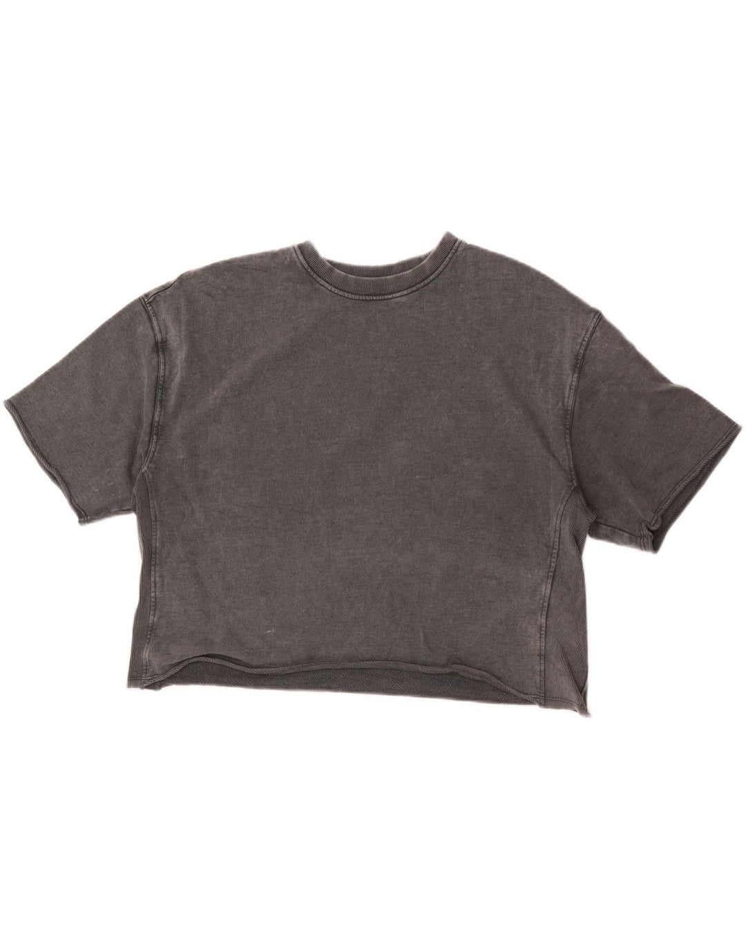 Damski krótki t-shirt Zara UK 14, średnioszary, bawełniany