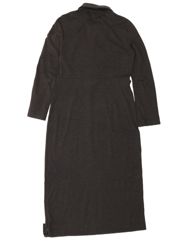 EDDIE BAUER Damska sukienka maxi z długim rękawem, oversize UK 10, mała, szara