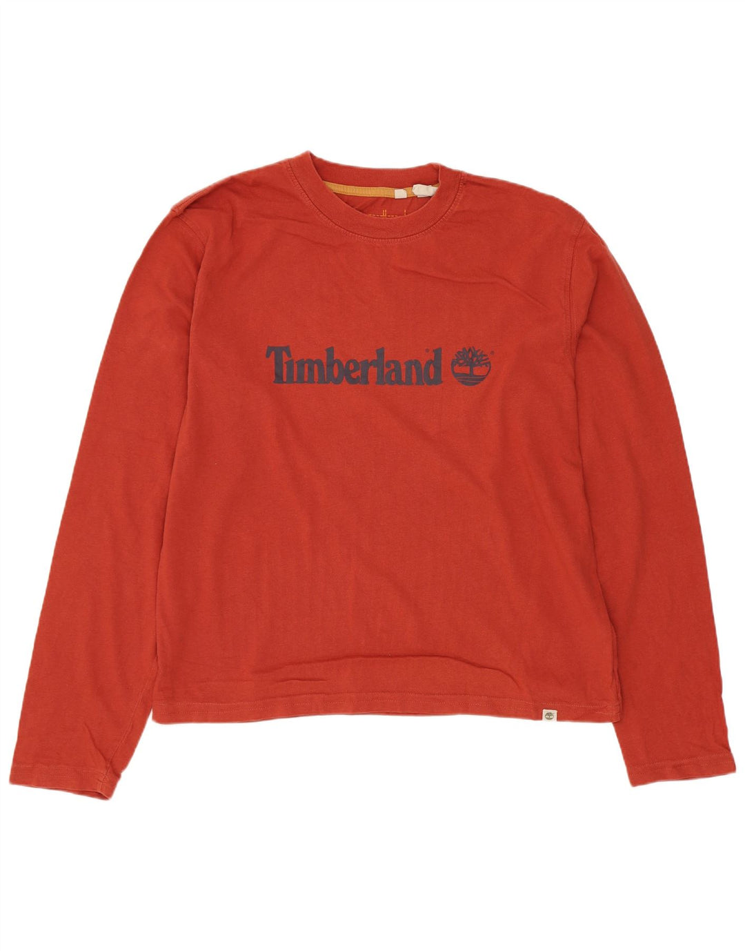 Męski top graficzny Timberland z długim rękawem, średnio czerwony, bawełniany