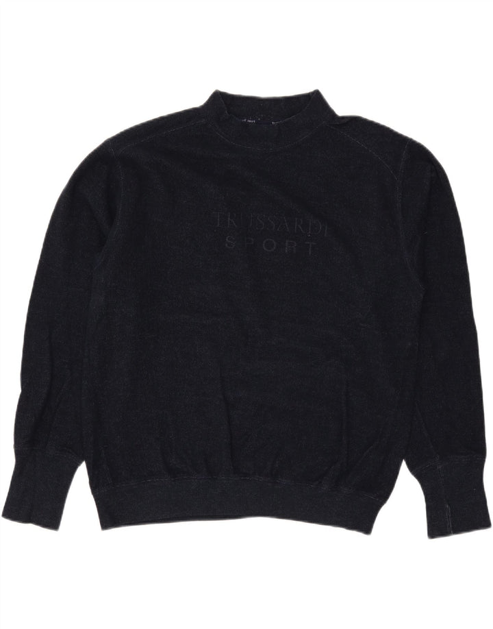 Męski sweter z golfem TRUSSARDI, duży, granatowy, wełniany