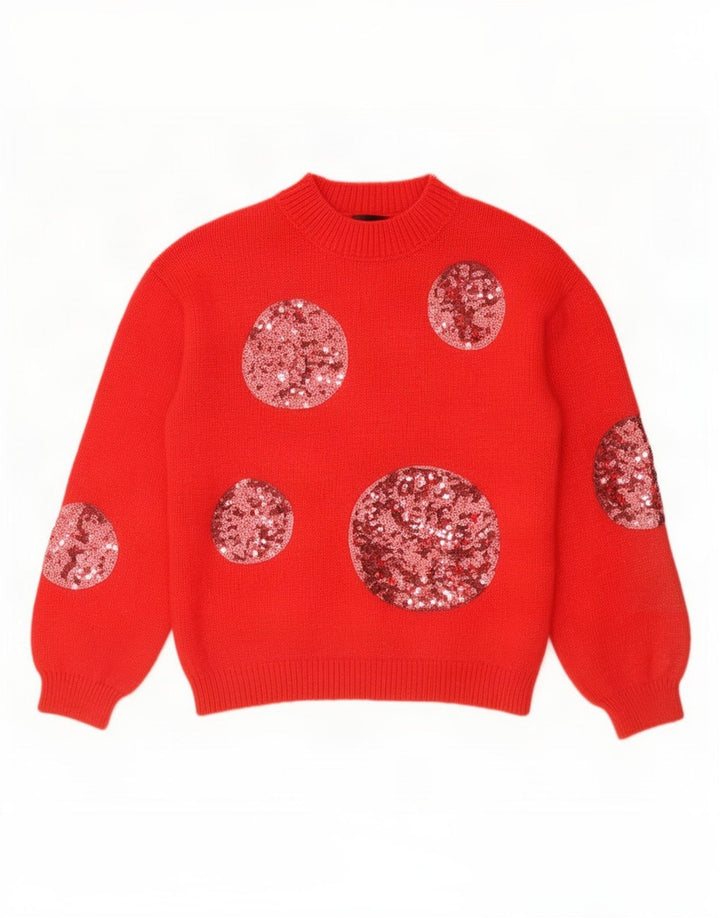 Marks & Spencer Damski sweter z golfem UK 10 Small Red Geometric