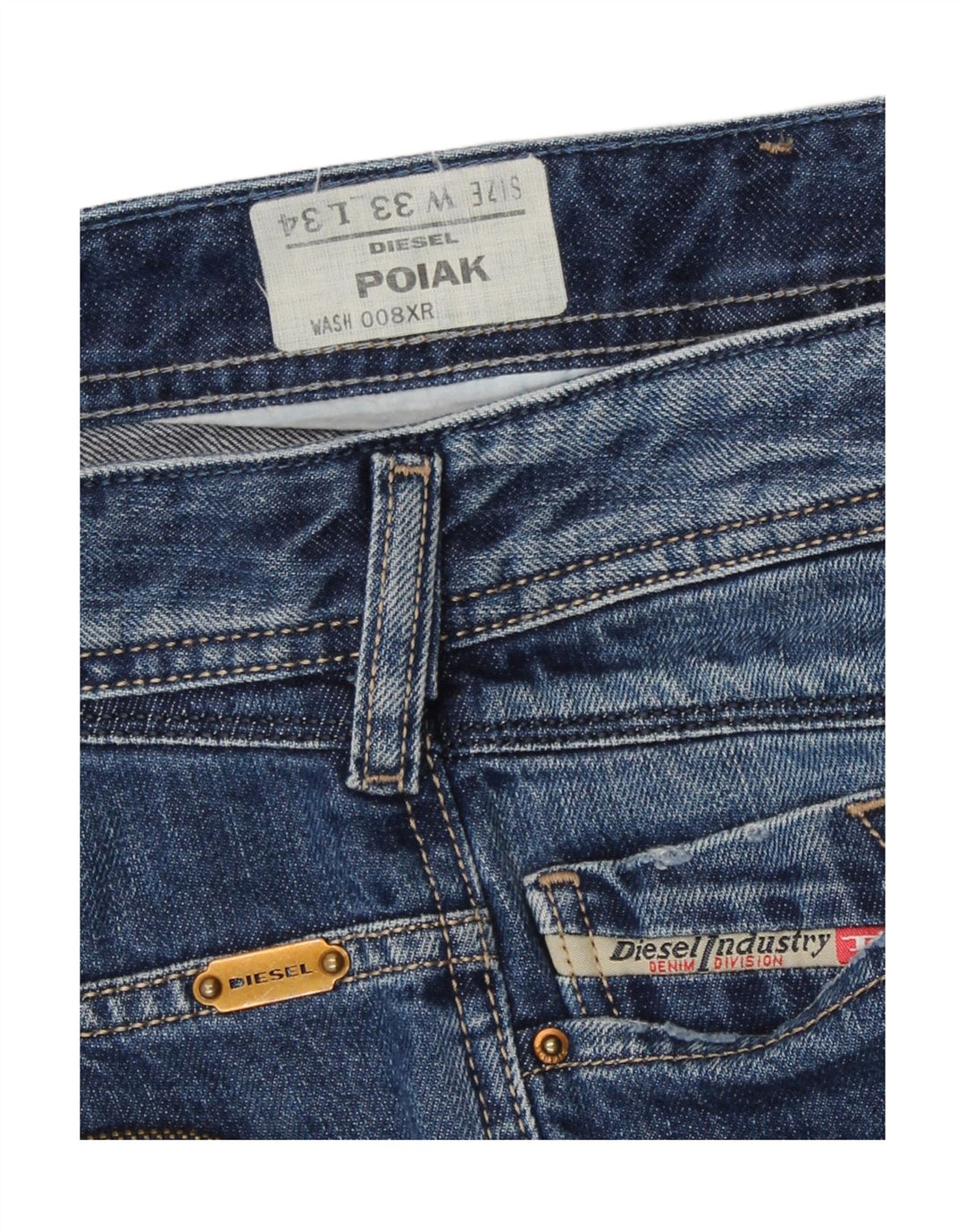 Diesel Męskie Poiak Straight Jeans W33 L30 Niebieskie Bawełniane