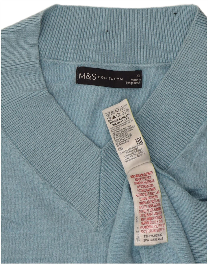 Marks & Spencer Damski sweter oversize z dekoltem w kształcie litery V, UK 18 XL, niebieski