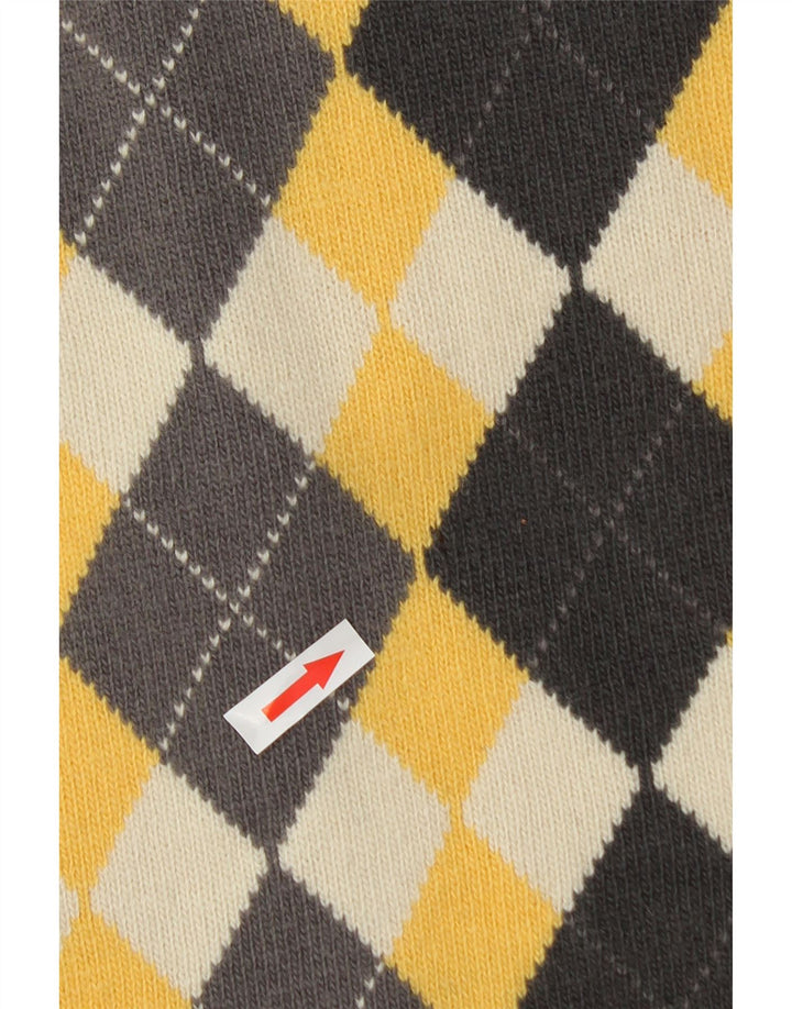 Tom Tailor Męski sweter z okrągłym dekoltem, duży, żółty, argyle/diamentowa wełna