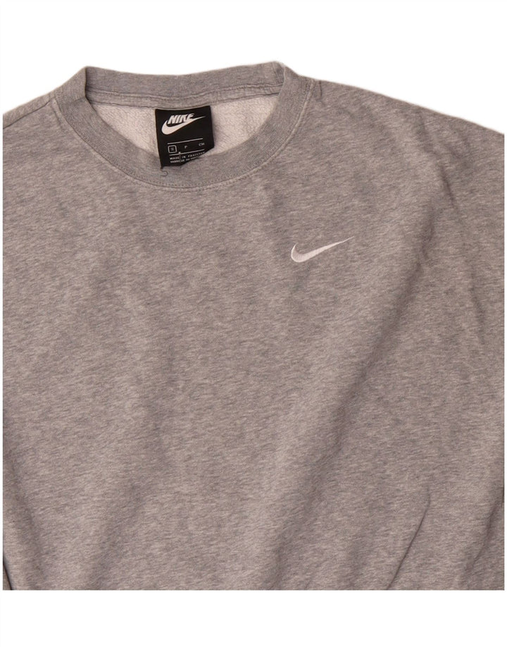 Damski sweter oversize NIKE Crop, UK 10, mały, szary, bawełniany