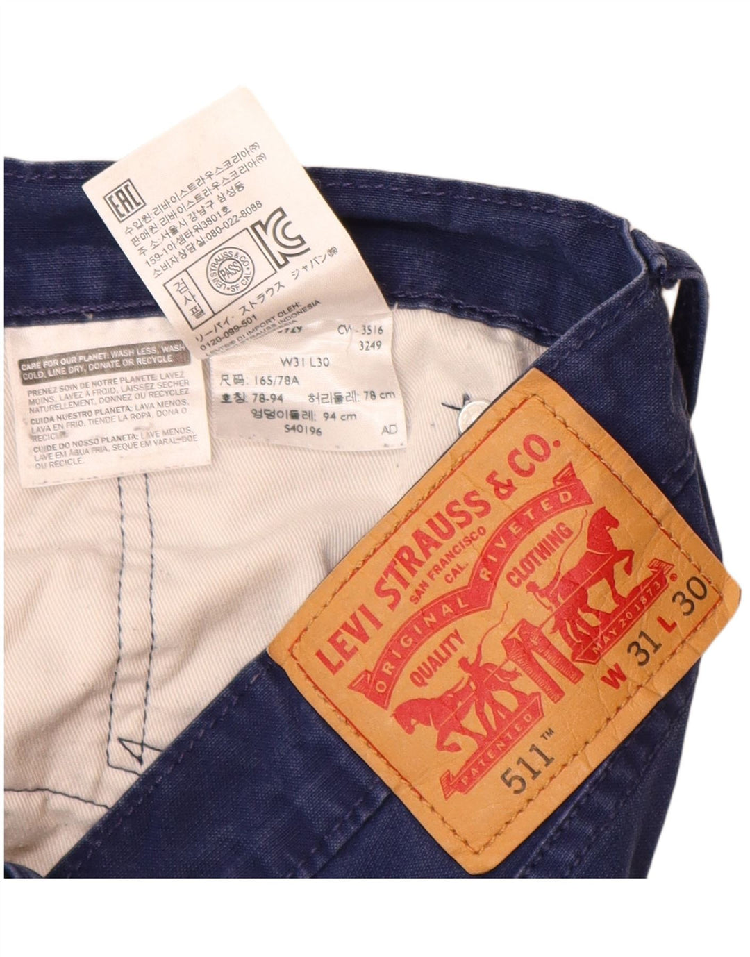 Męskie spodnie LEVI'S 511 Slim Casual W31 L30 Granatowa bawełna