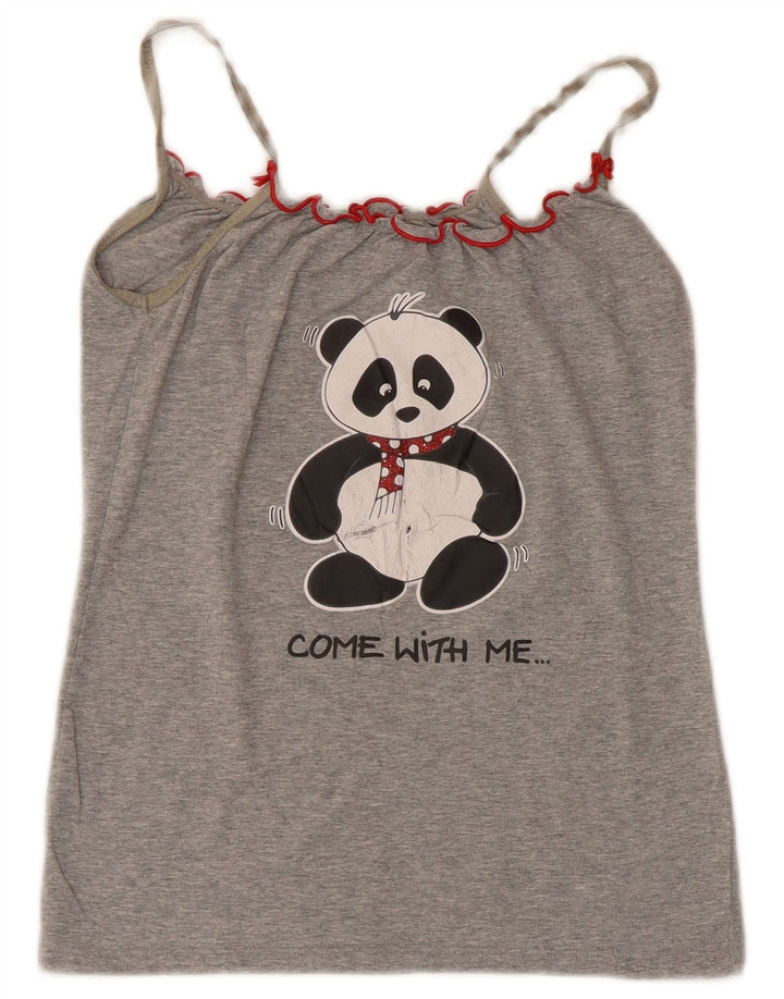 Damski top graficzny na ramiączkach Benetton UK 4 XS, szary