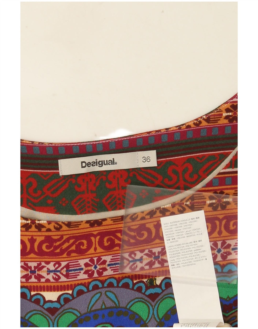 DESIGUAL Damska graficzna sukienka typu shift EU 36, mała, wielokolorowa w kwiaty