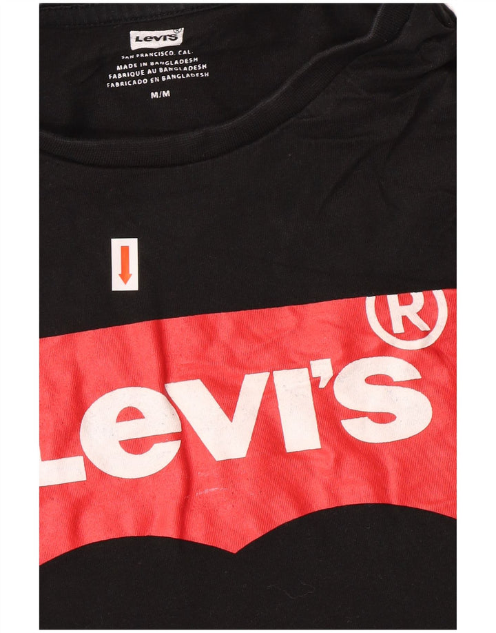 Męska koszulka z grafiką Levi's, średnia czarna bawełna
