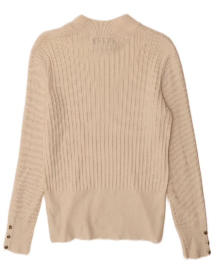 Marks & Spencer Damski sweter z golfem UK 12, średni złamanej bieli