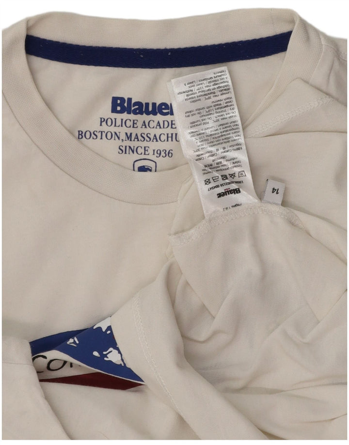 Chłopięcy T-shirt z grafiką BLAUER 13-14 lat, biała bawełna