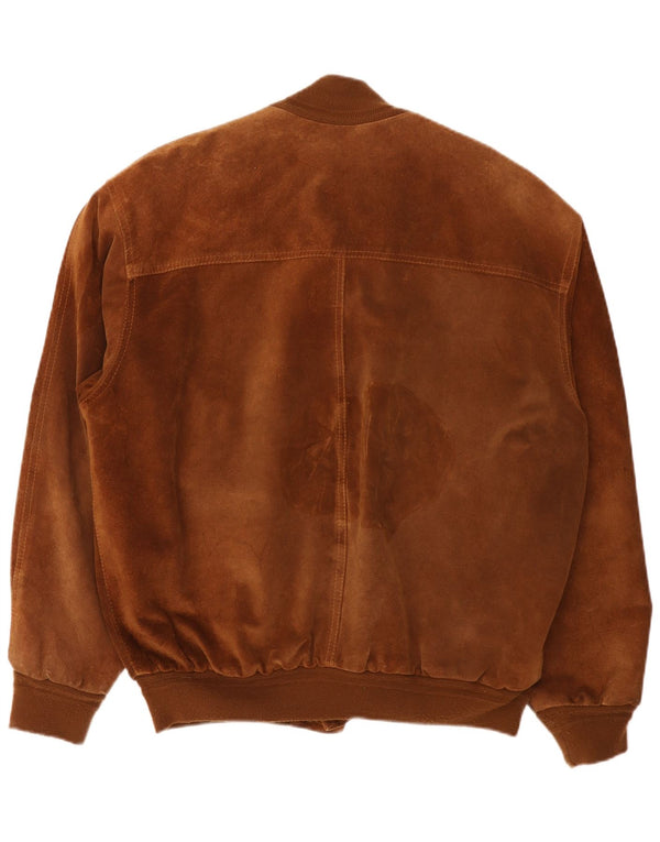 Męska kurtka bomberka w stylu vintage, zamszowa UK 42 XL, brązowa skóra