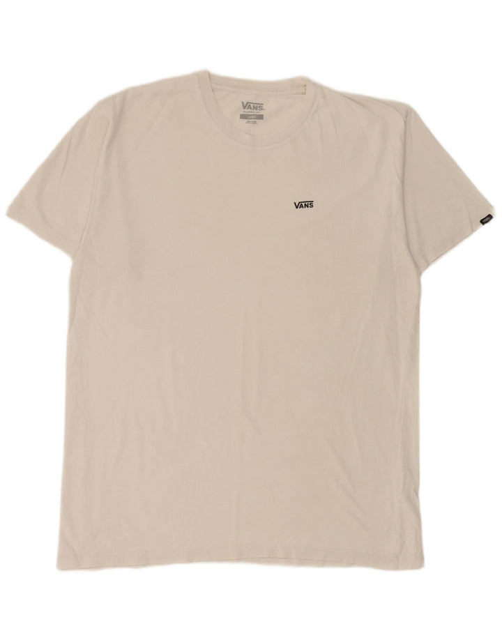 Męski T-shirt Vans o klasycznym kroju, duży, biały, bawełniany