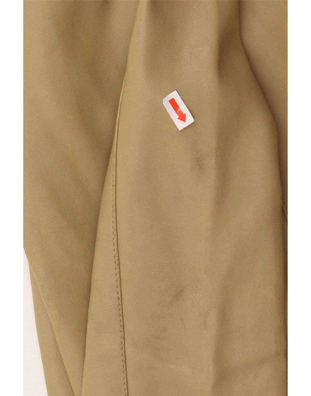VINTAGE Womens Faux Leather Bomber Jacket UK 14 Medium Beige PVC