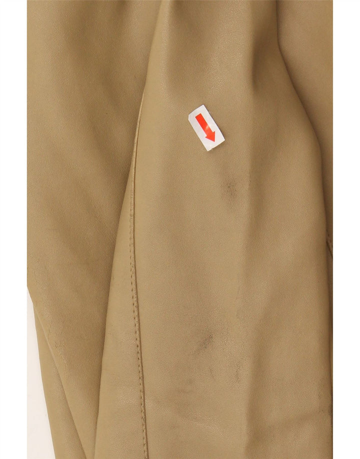 VINTAGE Womens Faux Leather Bomber Jacket UK 14 Medium Beige PVC