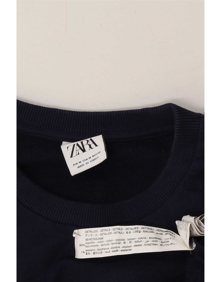 Męska bluza z grafiką Zara, średni granatowy, bawełniany blok kolorów
