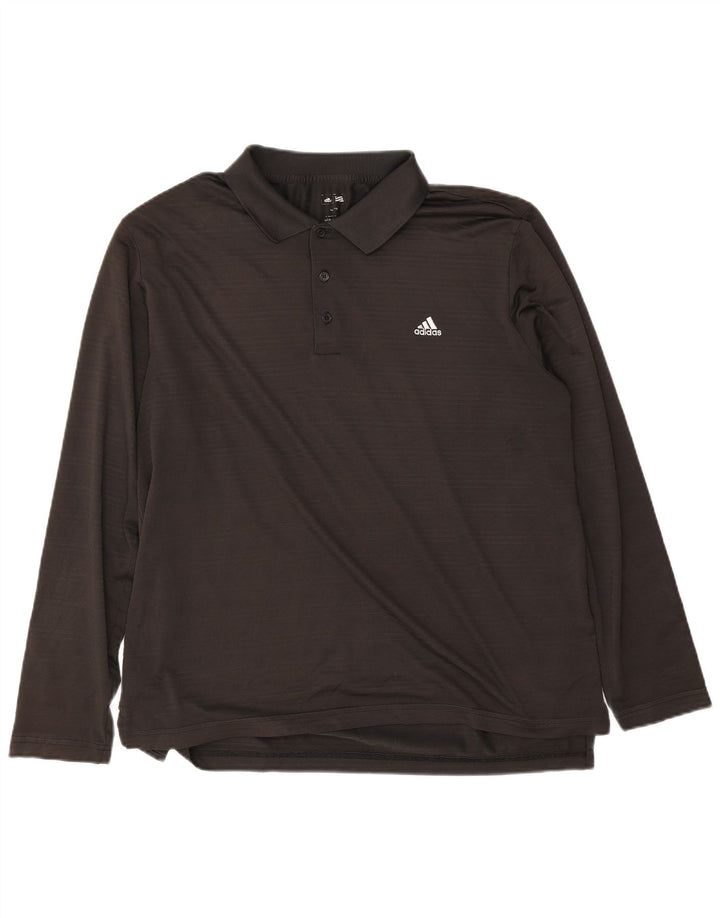 Męska koszulka polo Adidas z długim rękawem XL, czarna, poliestrowa