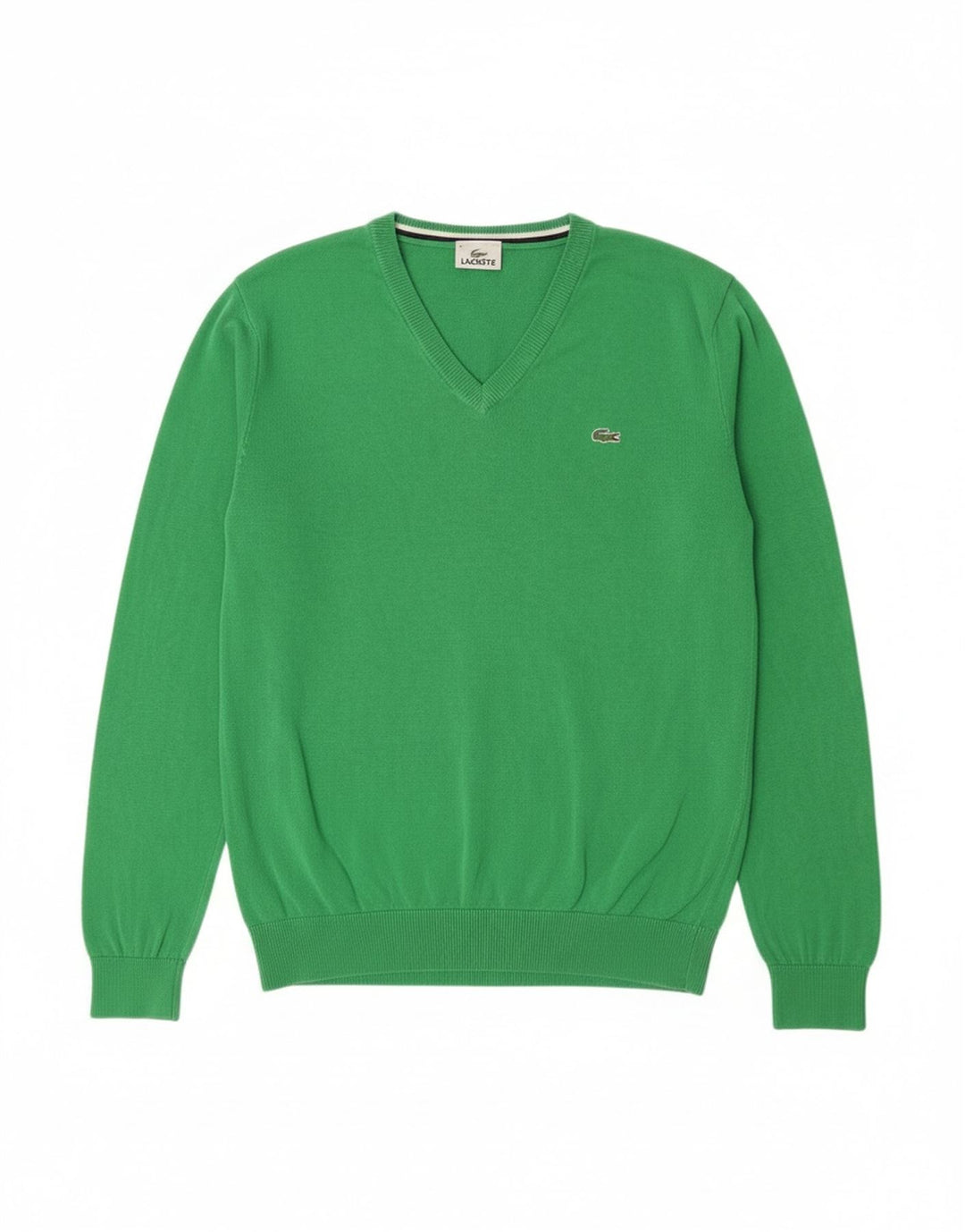 Męski sweter Lacoste z dekoltem w kształcie litery V, rozmiar 4, średni zielony