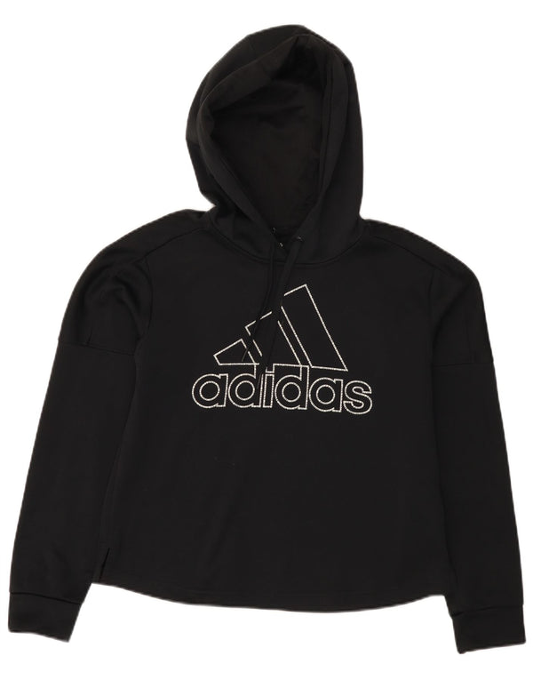 Damska bluza z kapturem ADIDAS Climawarm Graphic UK 8/10, mała czarna