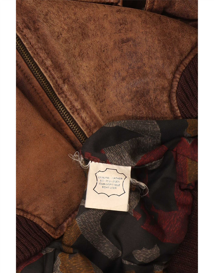 Vintage męska kurtka skórzana UK 44 2XL brązowa skóra
