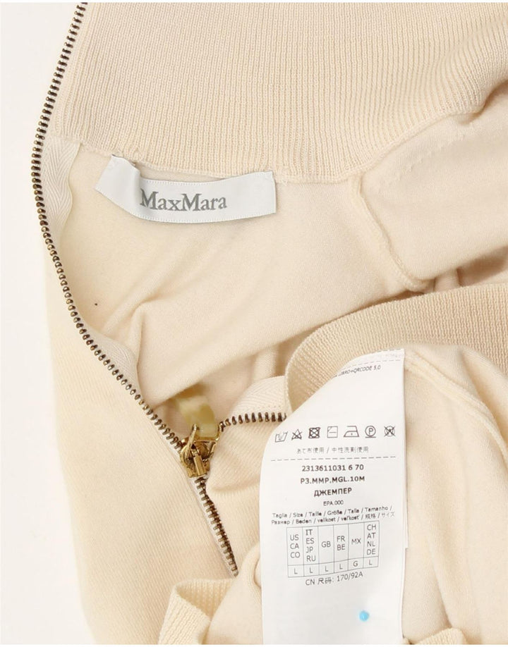 Damski sweter Max Mara z golfem UK 14, duży w kolorze złamanej bieli