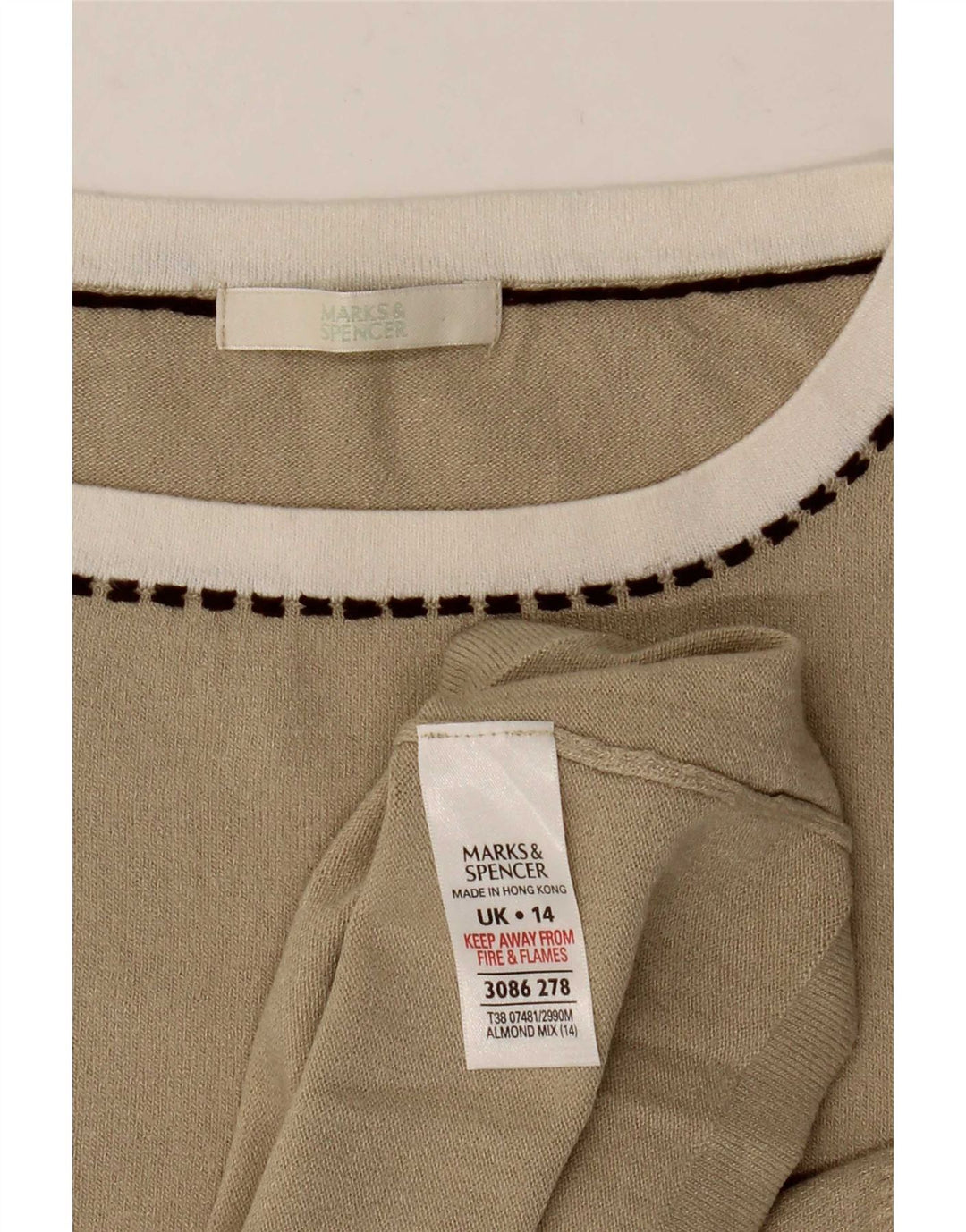 Marks & Spencer Damski top z kamizelką UK 14 w średnim beżowym kolorze wiskozy