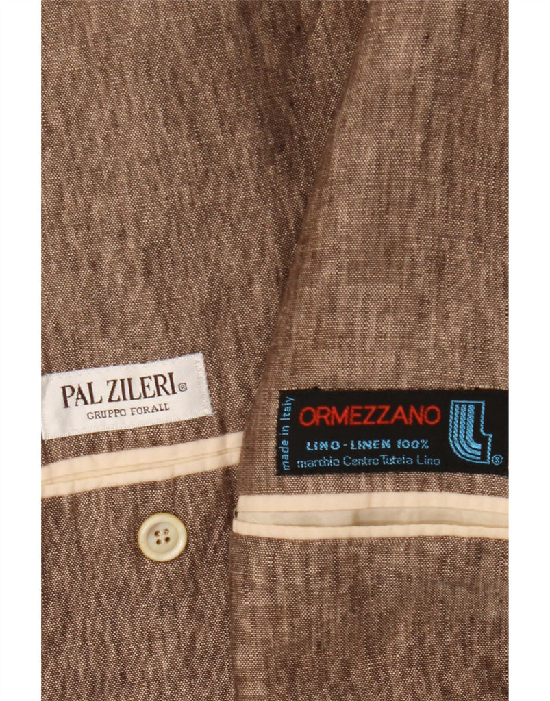 PAL ZILERI Mens 3 Button Blazer Jacket UK 40 Large Brown Flecked Linen Vintage Pal Zileri and Second-Hand Pal Zileri from Messina Hembry 
