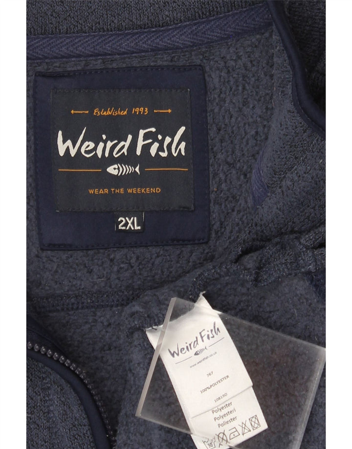 Męski sweter z zamkiem błyskawicznym Weird Fish, 2XL, granatowy, poliester