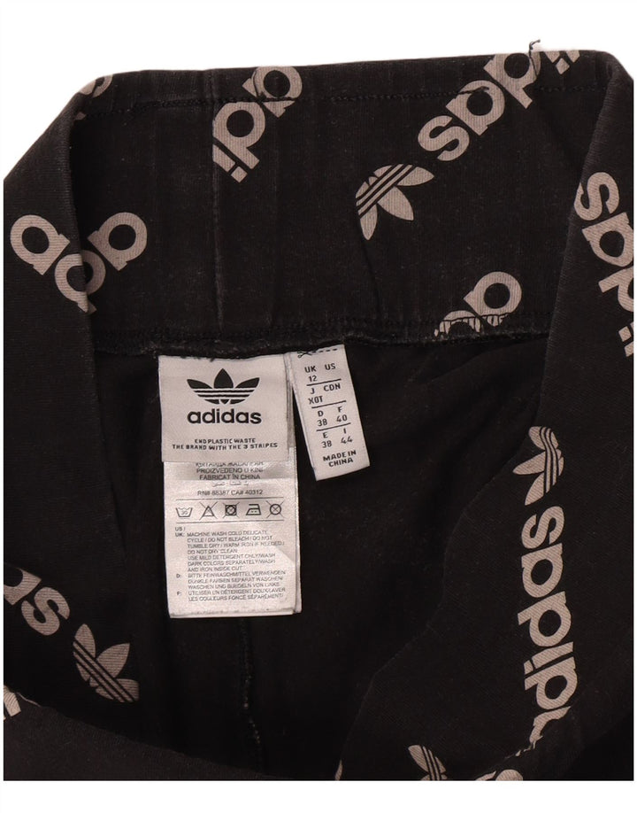 Damskie legginsy Adidas Graphic UK 12, średnie, czarne, bawełniane