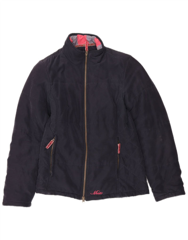 MUSTO Womens Graphic Padded Jacket UK 10 Small Navy Blue Polyester