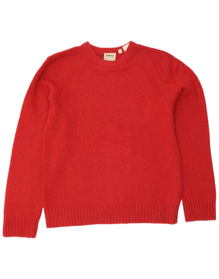 Męski sweter Timberland z okrągłym dekoltem, duży, czerwony, wełniany