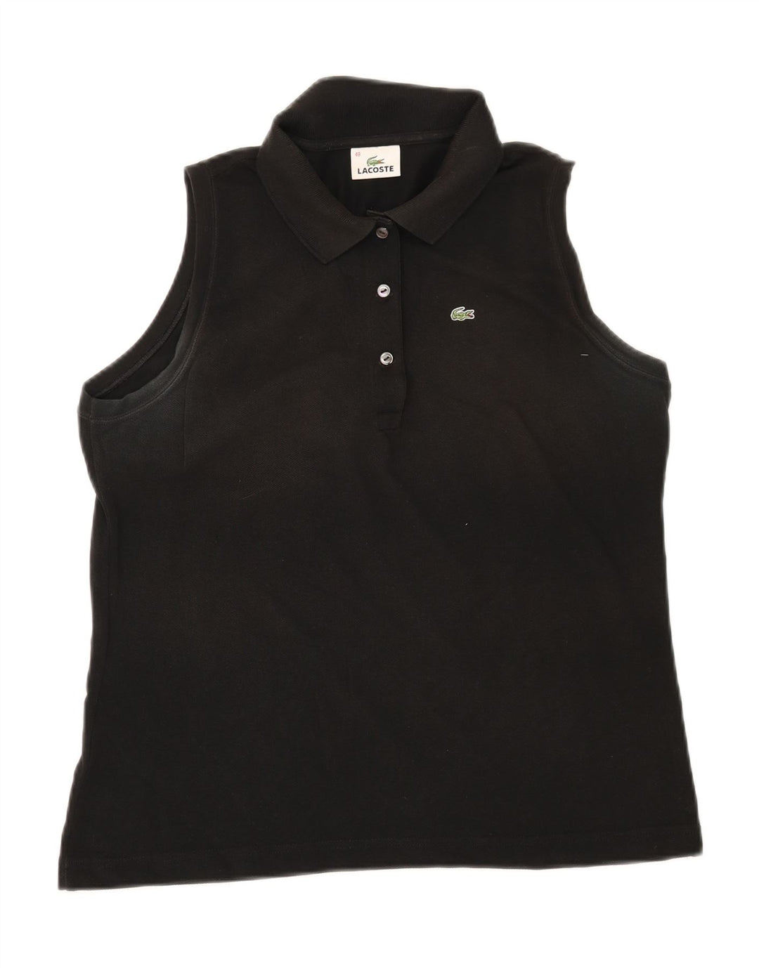 Damska koszulka polo Lacoste bez rękawów, rozmiar 48 XL, czarna