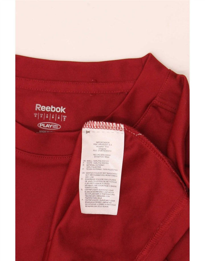 Męski T-shirt z grafiką Reebok, mały, bordowy poliester