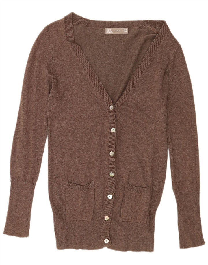 Sweter damski Zara UK 12 Średni brązowy sztuczny jedwab