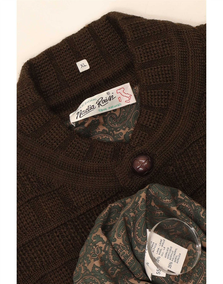 Vintage męski sweter rozpinany XL Khaki z wełny alpaki