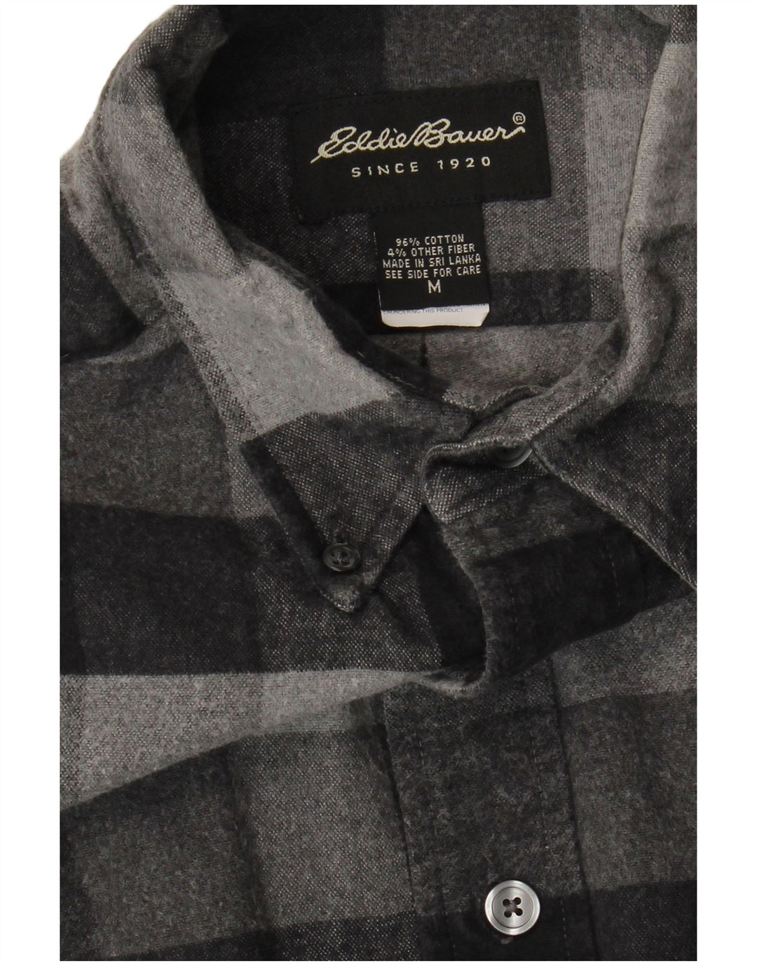 Męska koszula flanelowa Eddie Bauer, średnia szara bawełna w kratkę