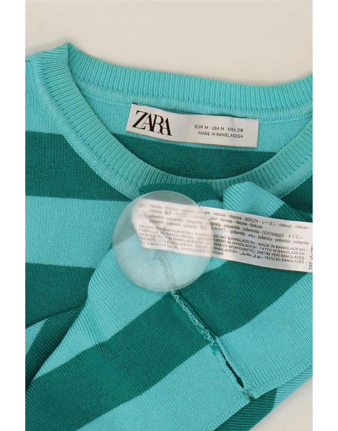 Damska kamizelka Zara Crop Top UK 12 w kolorze średniej zielonej wiskozy w paski