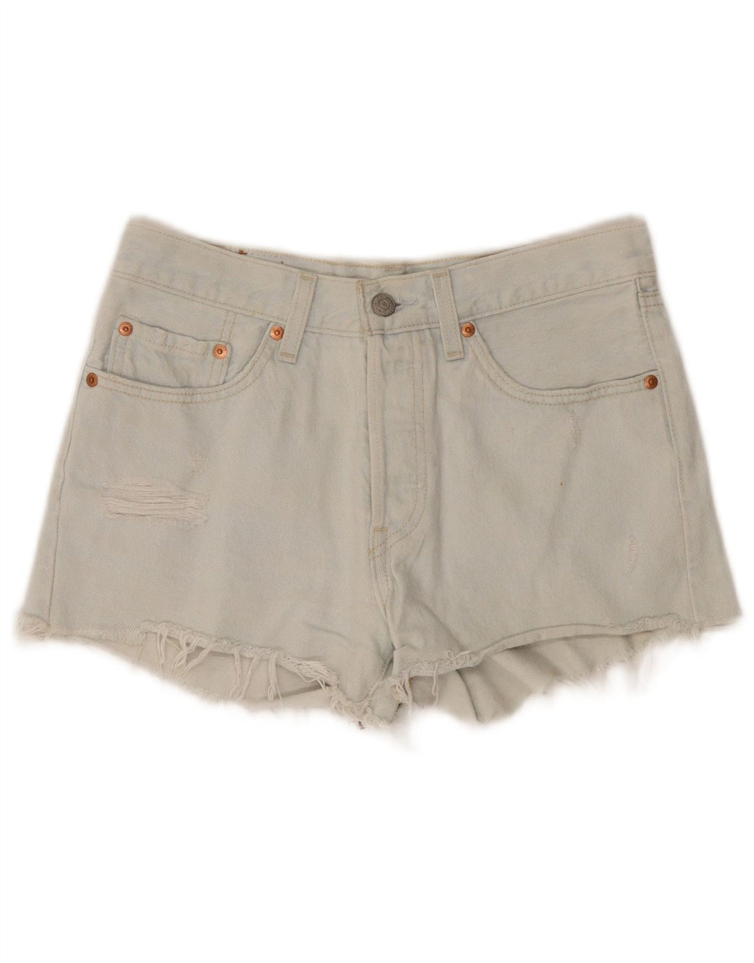 Damskie spodenki jeansowe Levi's 501 w trudnej sytuacji W26, małe, niebieskie, bawełniane